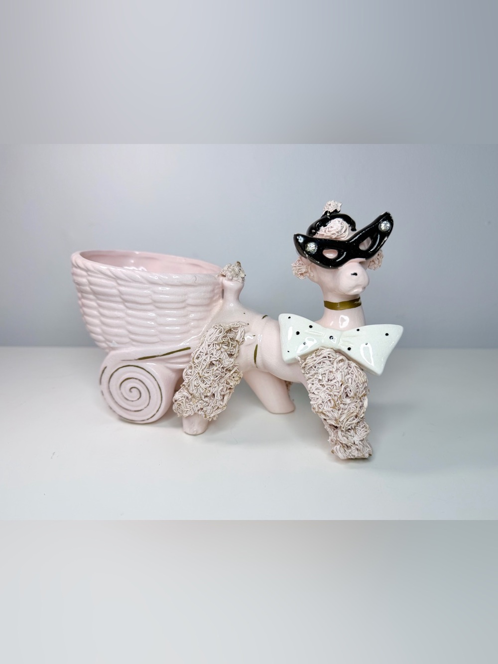 1950s Lefton/Napco Japan Pink Spaghetti Poodle Planter